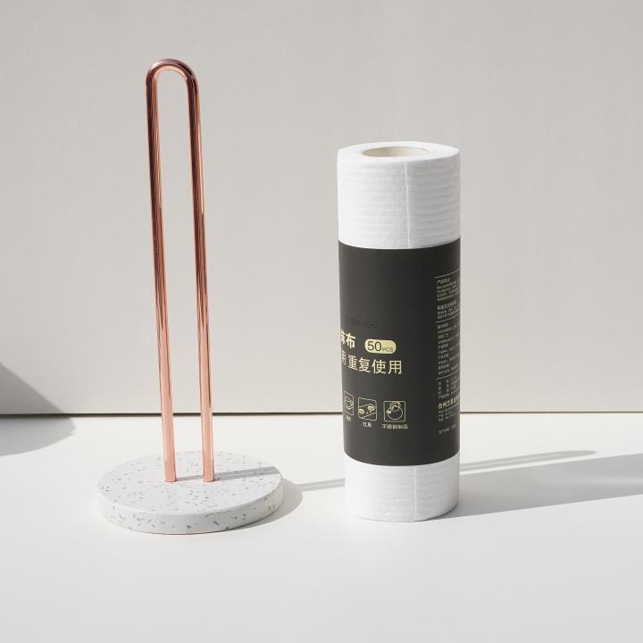 Paper Towel Holder With Natural Stone Marble Or Terrazzo Base Stainless Steel Holder