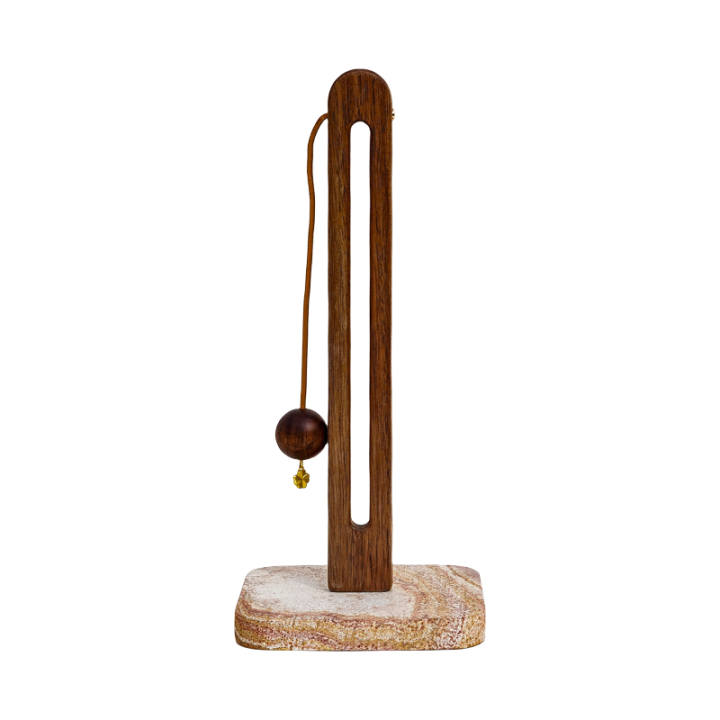 Paper Towel Holder With Natural Stone Marble Or Terrazzo Base Wood Holder