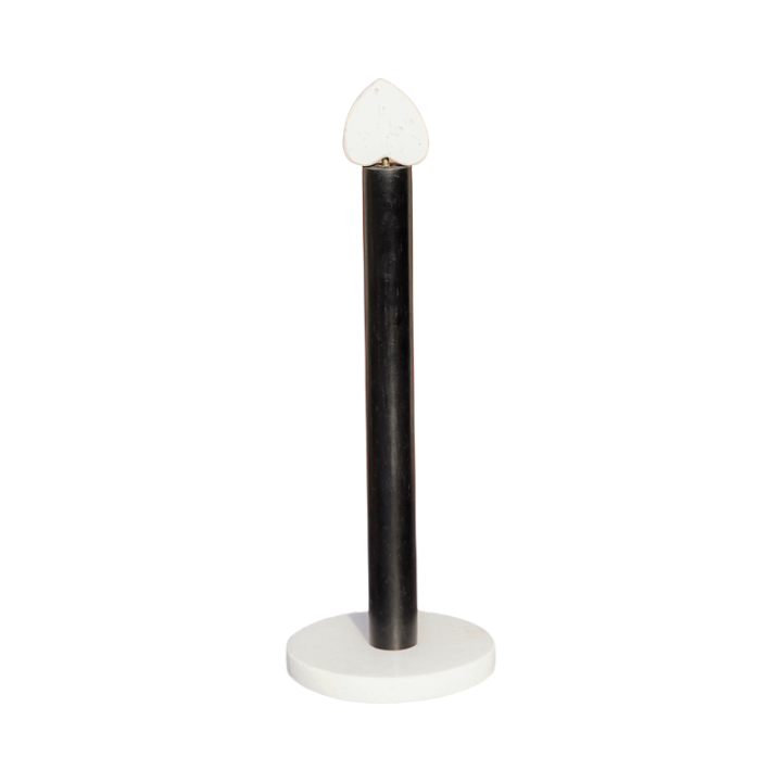Paper Towel Holder With Natural Stone Marble Or Terrazzo Base Wood Holder