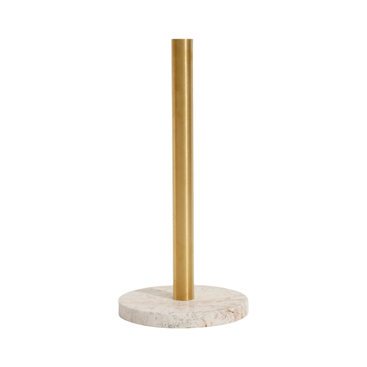 Paper Towel Holder With Natural Stone Marble Or Terrazzo Base And Metal Holder