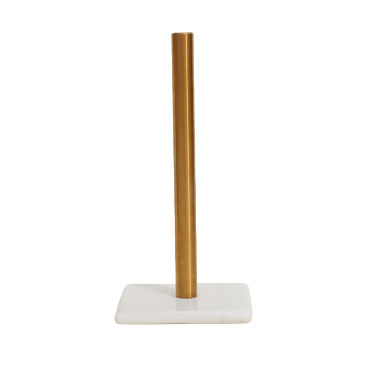 Paper Towel Holder With Natural Stone Marble Or Terrazzo Base And Metal Holder