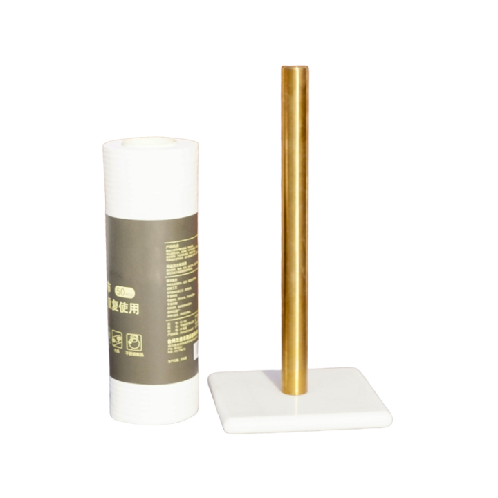 Paper Towel Holder With Natural Stone Marble Or Terrazzo Base And Metal Holder
