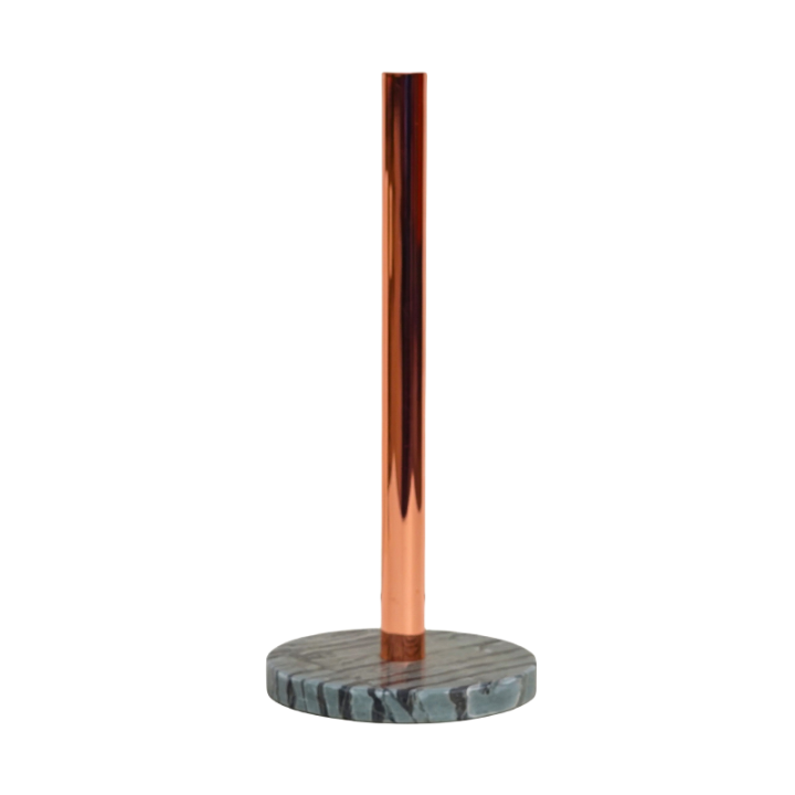 Paper Towel Holder With Natural Stone Marble Or Terrazzo Base And Metal Holder