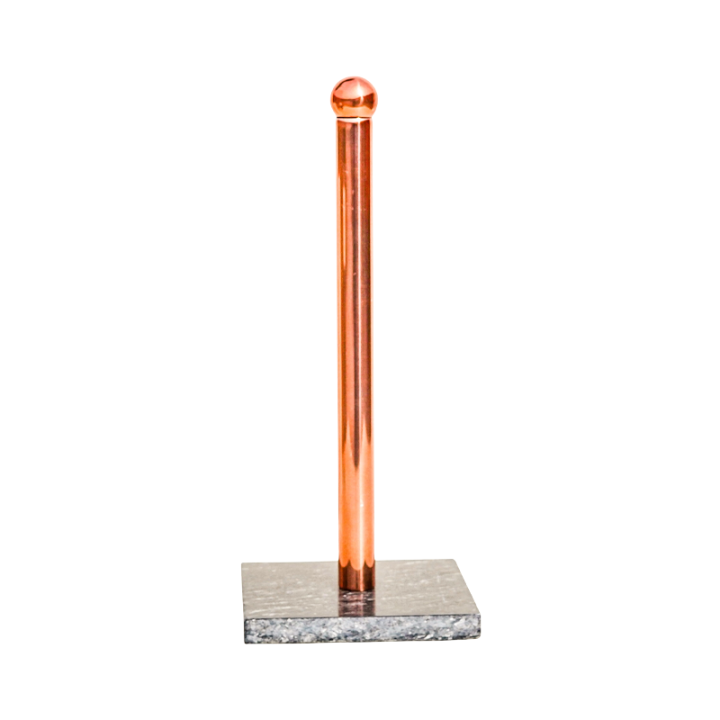 Paper Towel Holder With Natural Stone Marble Or Terrazzo Base And Metal Holder