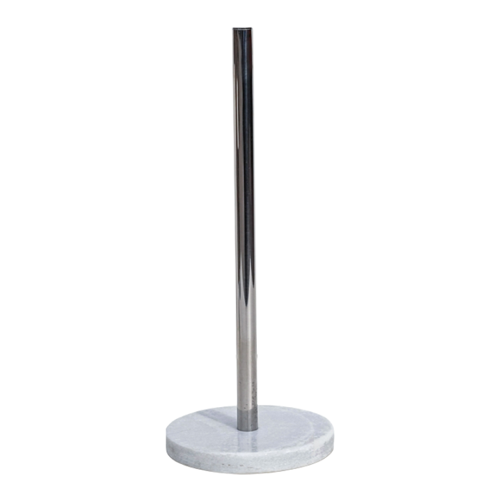 Paper Towel Holder With Natural Stone Marble Or Terrazzo Base And Stainless Steel Holder