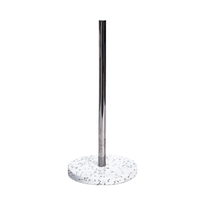 Paper Towel Holder With Natural Stone Marble Or Terrazzo Base And Stainless Steel Holder