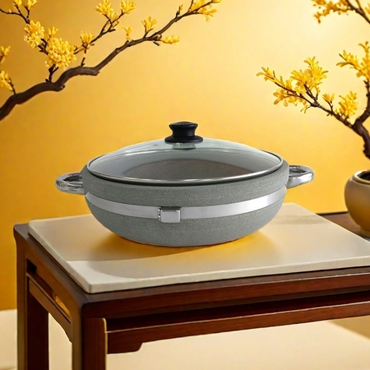 Natural Medical Stone Healthy Korean Bibimbap Bowl With Stainless Handle High Temper Resistance Stone Pot For Cooking Soup And Food Cookware
