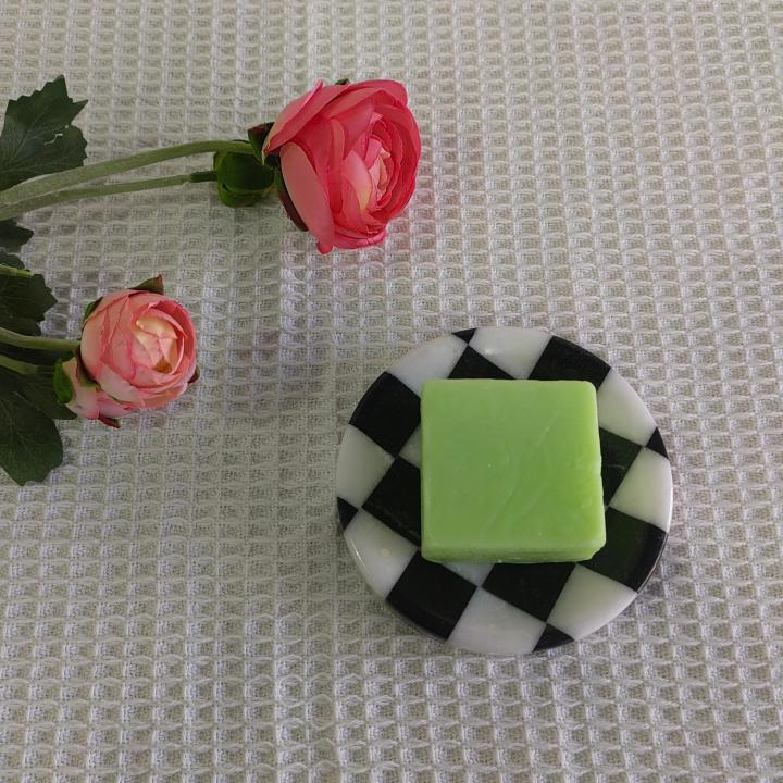 Round Black And White Black & White Black White Checked Checkered Checkerboard Marble Soap Dish