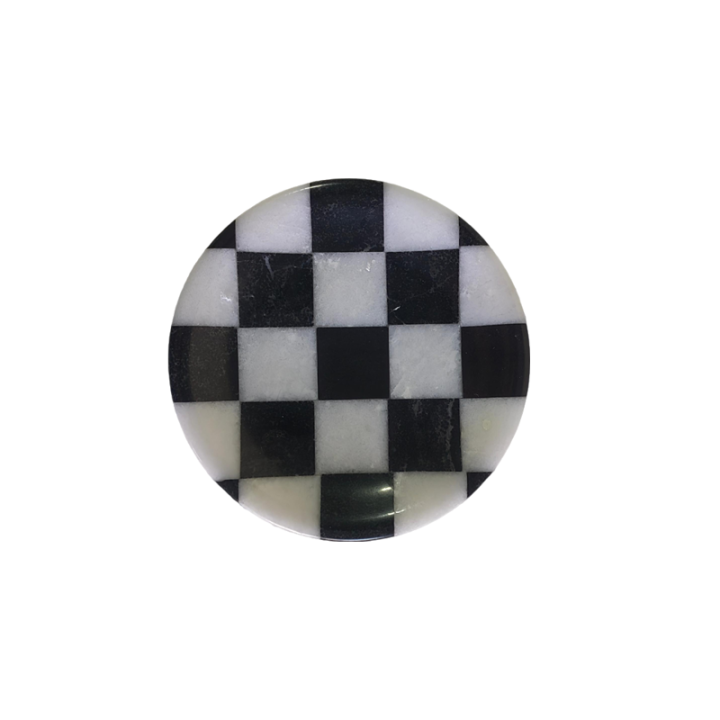 Round Black And White Black & White Black White Checked Checkered Checkerboard Marble Soap Dish