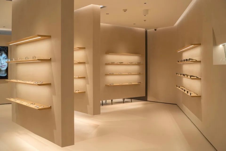 FUFINI Micro - Cement Case | AB Premium Optics Eyewear Store in Beijing Micro-cement cases, hotel renovation cases, actual scenes of FUFINI projects, commercial space design, renderings of micro-cement