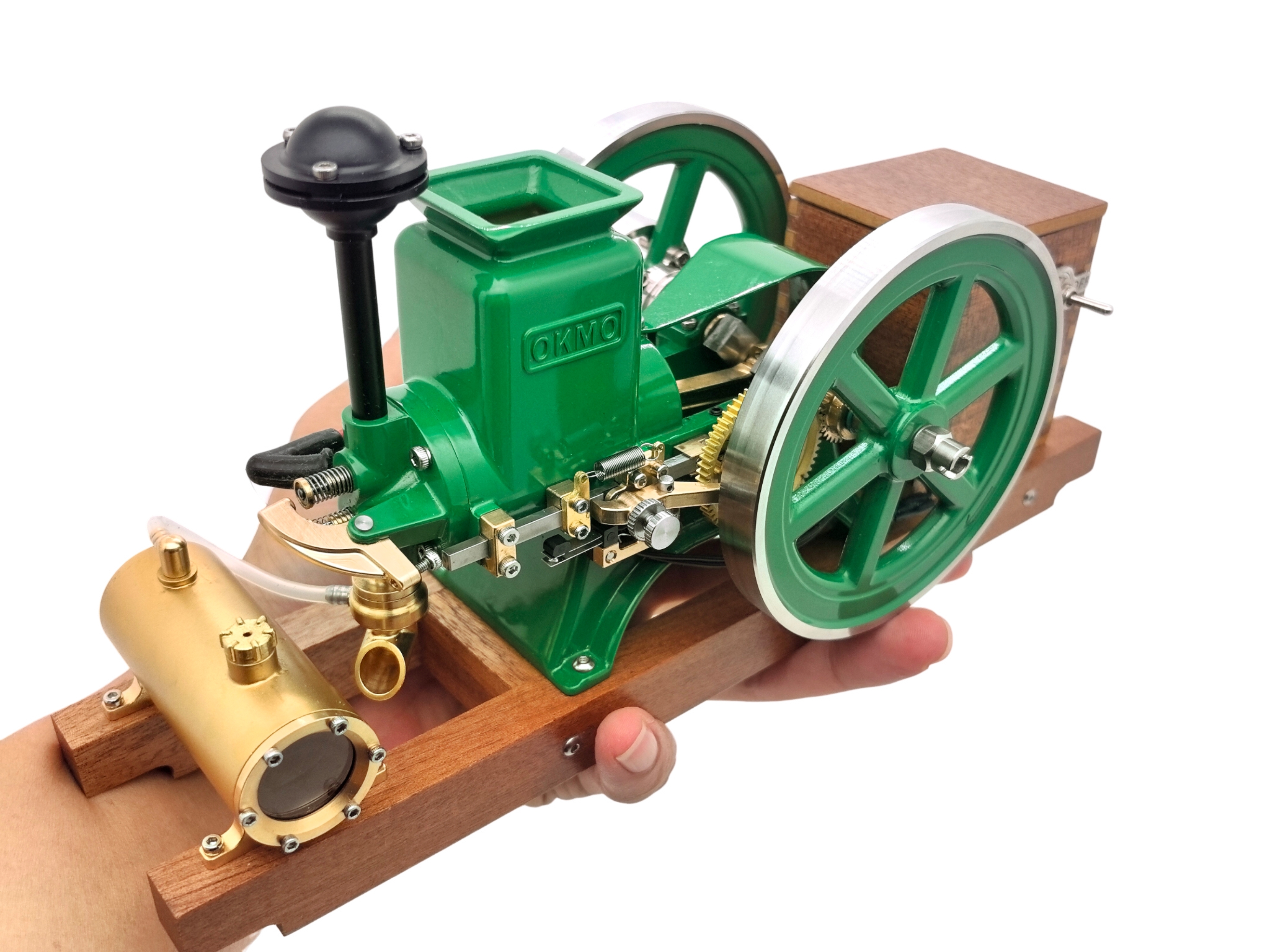  B02  Hit & Miss Engine  — Full Metal DIY Model | OKMOMODEL | Green Edition OKMO B02 Mini Hit & Miss Engine 