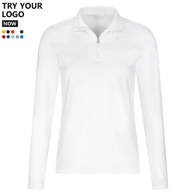 Long Sleeve 1/4 Zipper Zip Up Zipped Design Ladies 4way Stretch Quick Dry Slim Fit Women Spotty Golf Tops Tshirts Sun Polo Shirt  