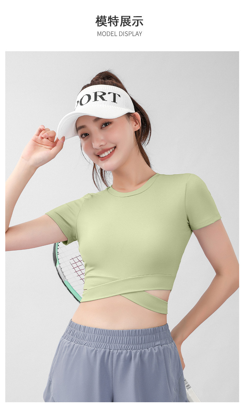 Wholesale Women's T-Shirts Short Sleeve V-Neck Workout Tank Gym Bra Top Blank Black White Plain Crop Top T Shirt For Women  