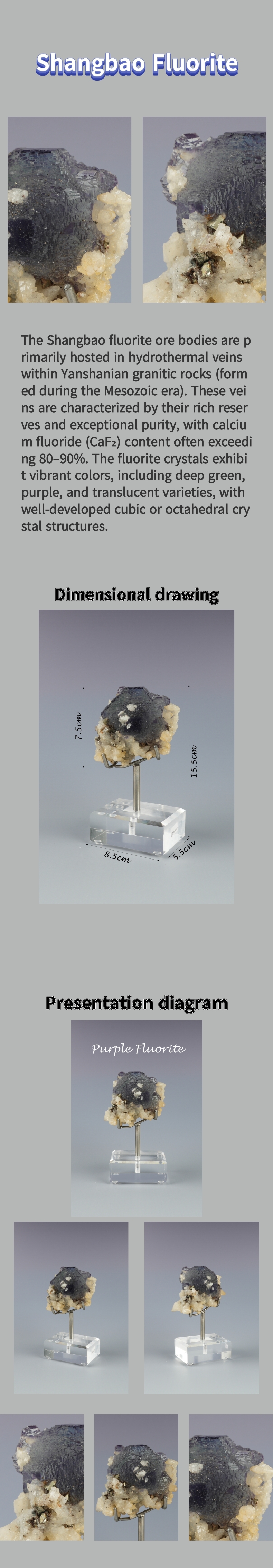 Natural Purple Fluorite from Shangbao, Hunan 