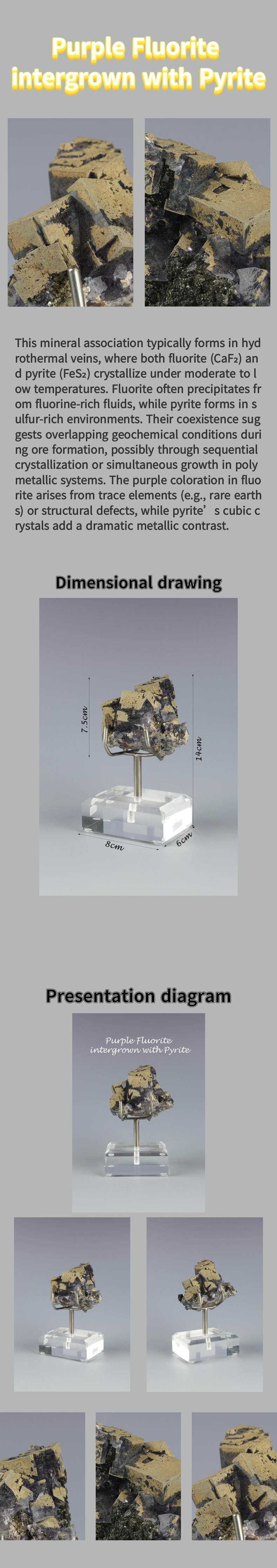 Fluorite (Purple) with Pyrite - Yaogangxian, Hunan Province, China 