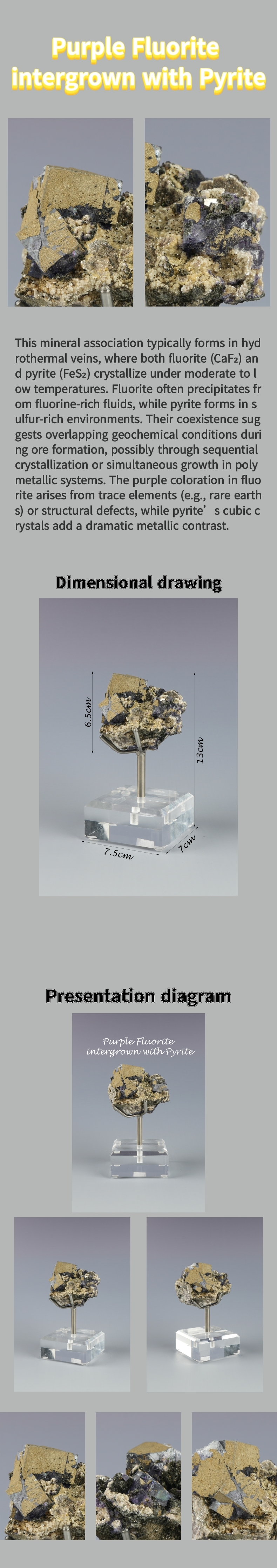 Fluorite (Purple) with Pyrite - Yaogangxian, Hunan Province, China 