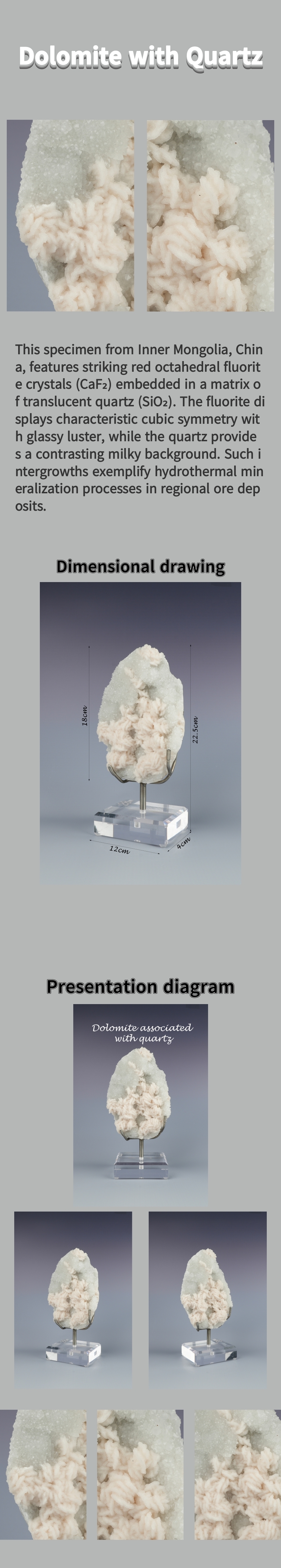Natural Dolomite intergrown with Quartz from Shizhuyuan, Hunan, China 