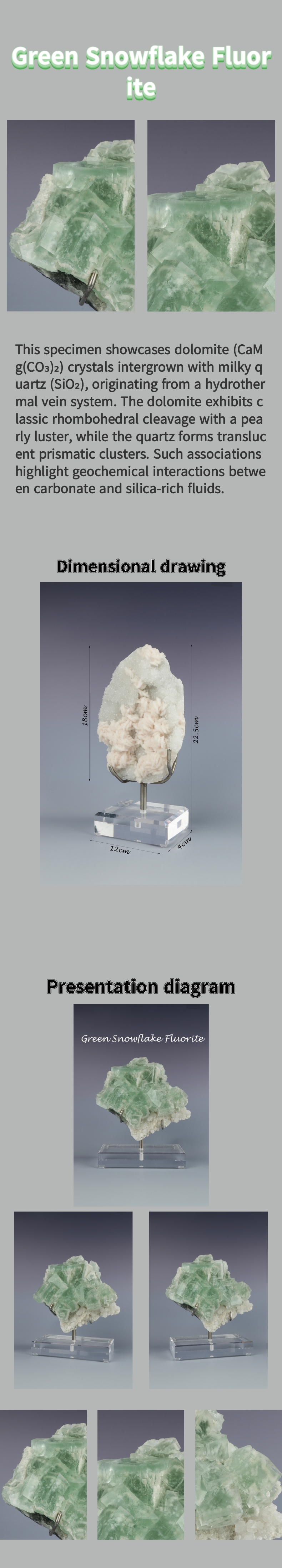 Natural Green Snowflake Fluorite from Zhejiang, China 