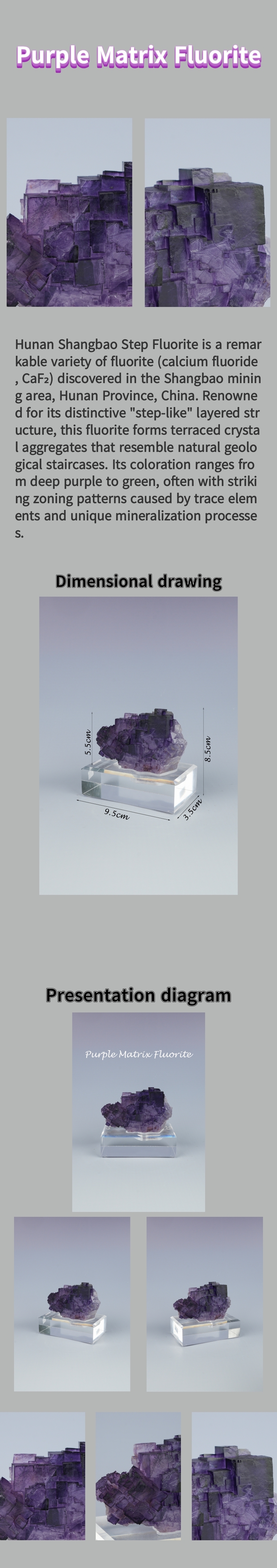 Natural Matrix Purple Fluorite from Xinjiang, China 