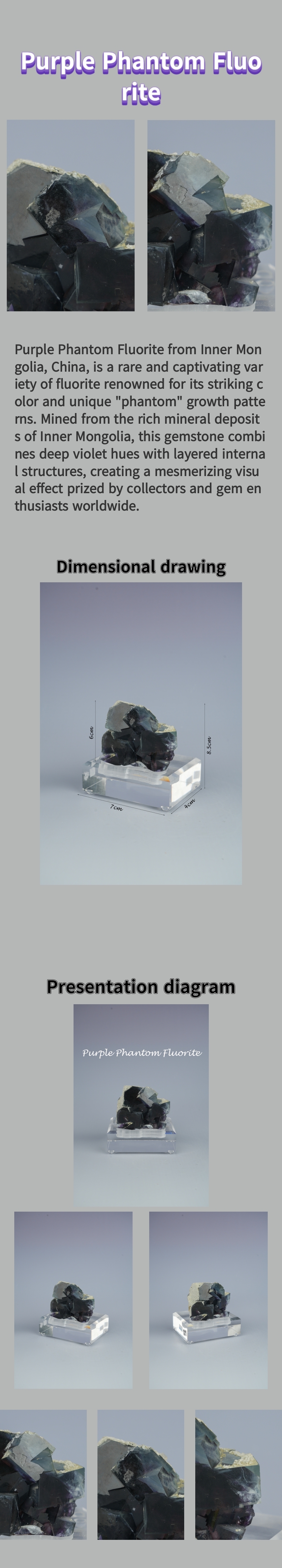 Natural Purple Phantom Fluorite from Inner Mongolia, China 
