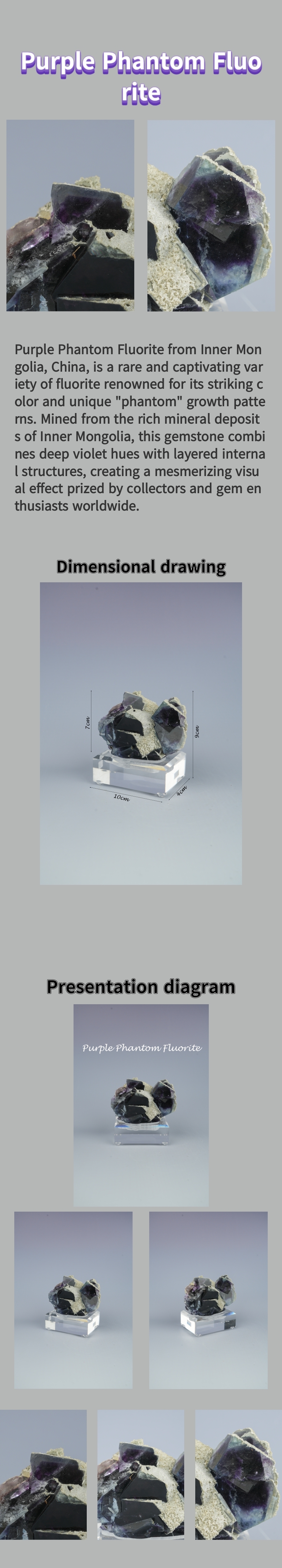 Natural Purple Phantom Fluorite from Inner Mongolia, China 