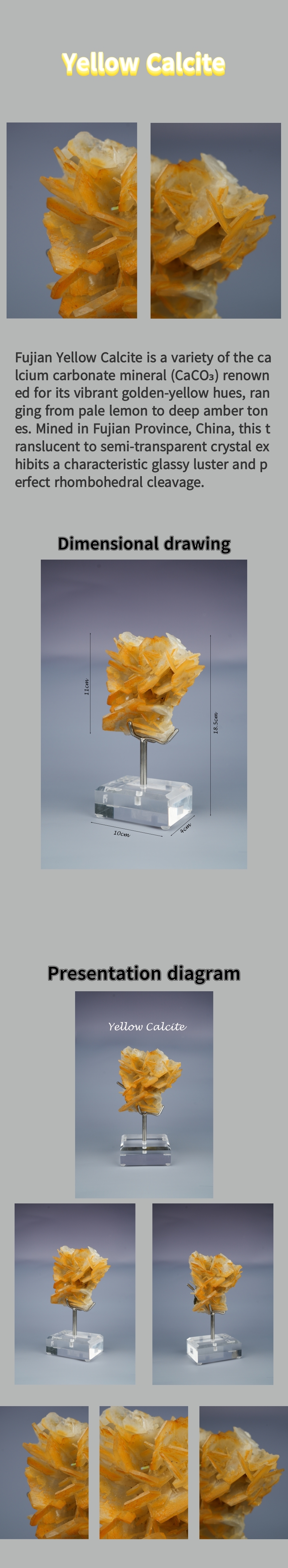 Natural Yellow Calcite from Fujian, China 