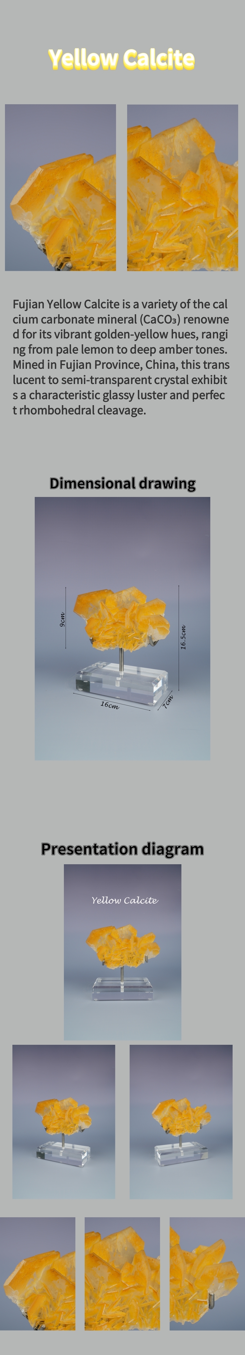 Natural Yellow Calcite from Fujian, China 
