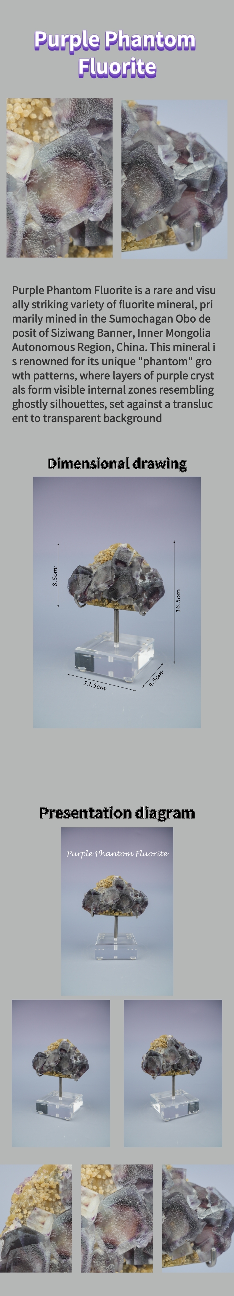 Natural Purple Phantom Fluorite from Inner Mongolia, China 