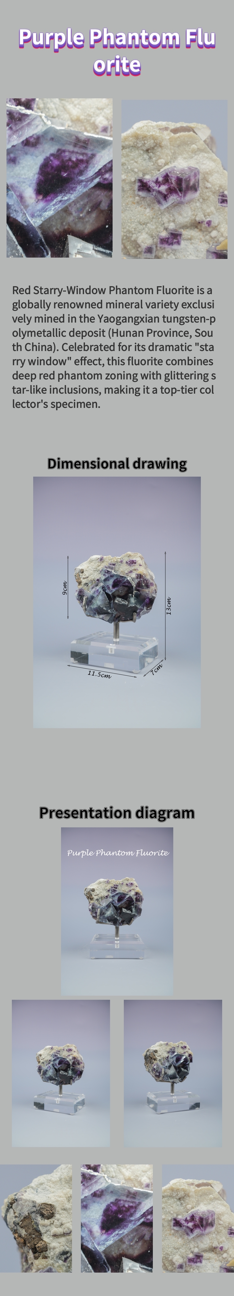 Natural Purple Phantom Fluorite from Inner Mongolia, China 