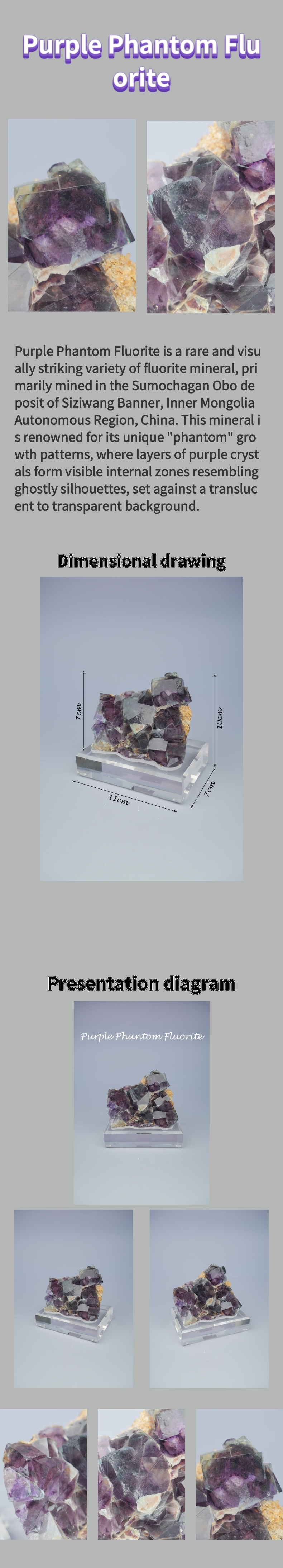 Natural Purple Phantom Fluorite from Inner Mongolia, China 