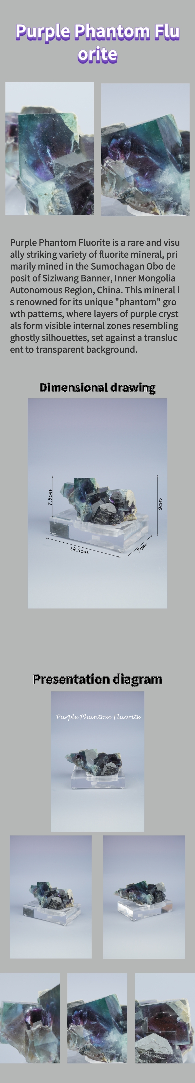 Natural Purple Phantom Fluorite from Inner Mongolia, China 