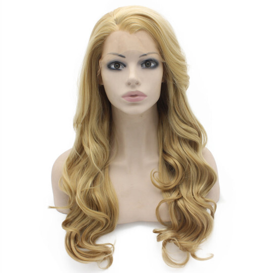 Subtle Ash Blonde Long Wavy Wig brown to blonde | dark honey blonde