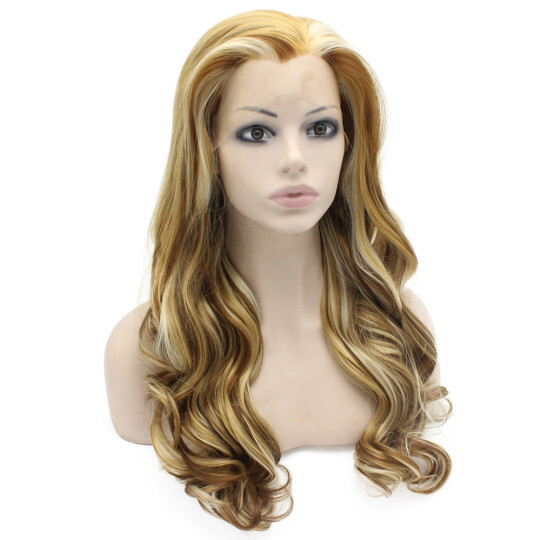 Highlighted Wavy Long Synthetic Blonde Wig synthetic curly wigs | synthetic wigs wholesale
