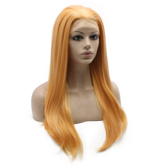 Long Straight Light Carrot Reddish Orange Lace Front Wig Synthetic Long Straight Light Orange Lace Front Wig Synthetic