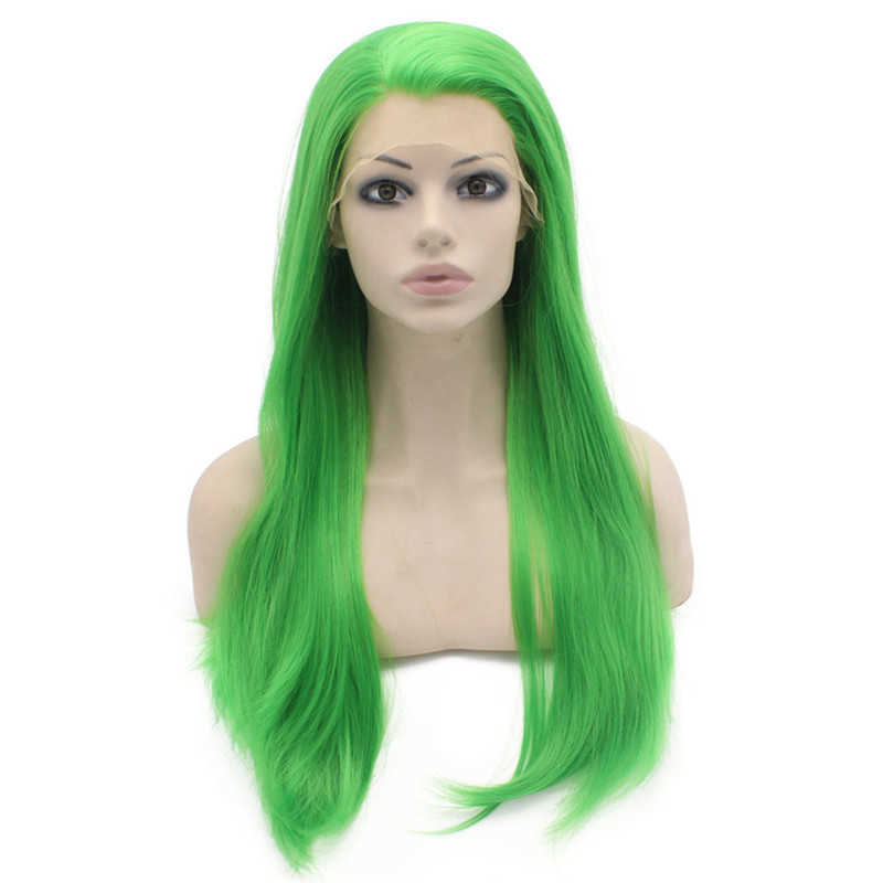 green wig long green wig