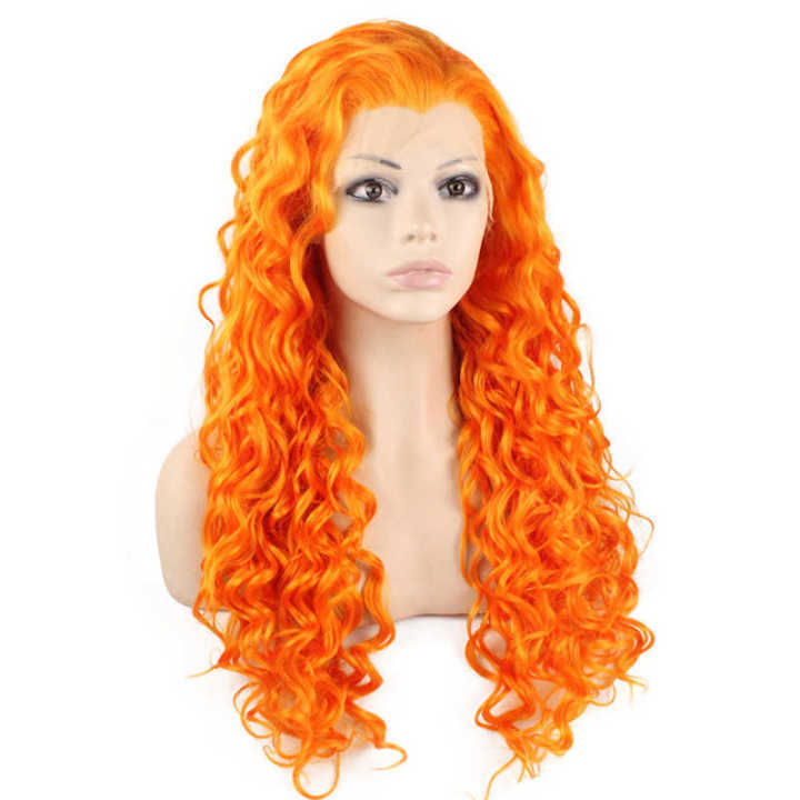ORANGE LONG CURLY WIG KF82143