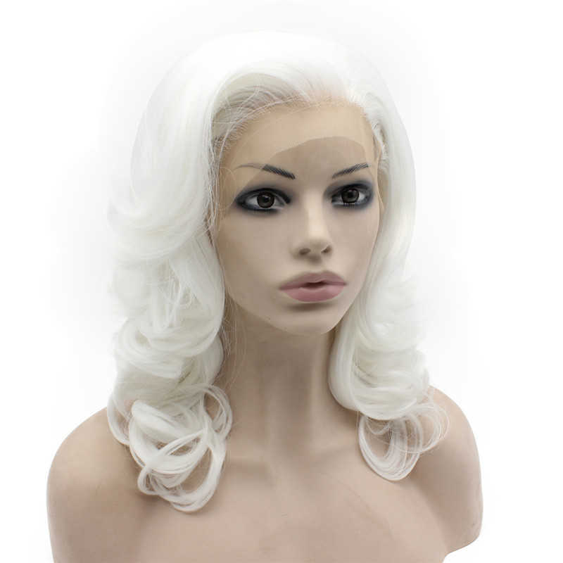 Extra Long White Wig Lace Front Wavy Cosplay Synthetic Wig