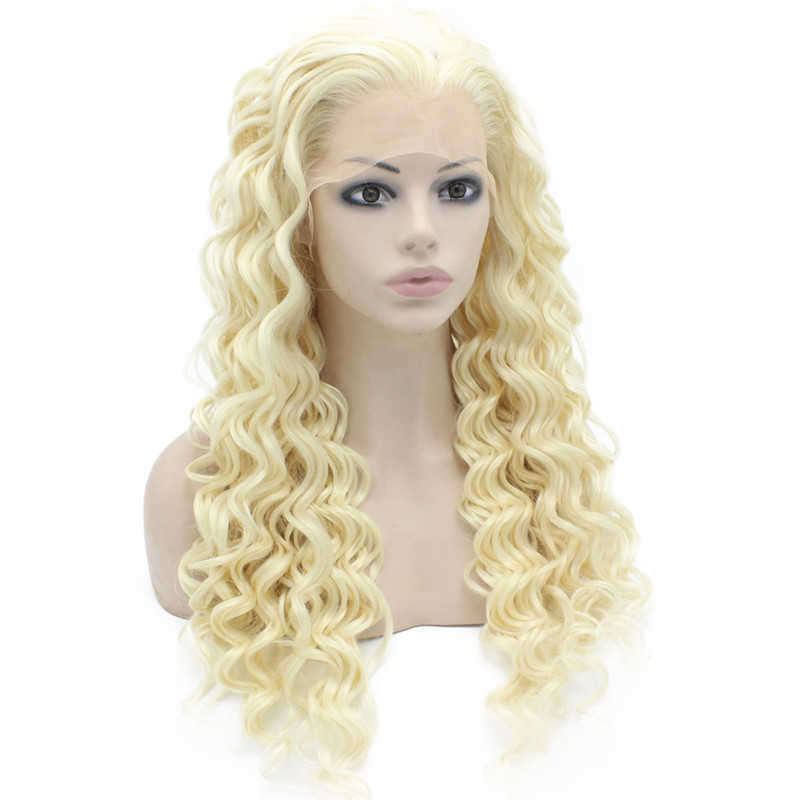 Long Curly Platinum Blonde Wig