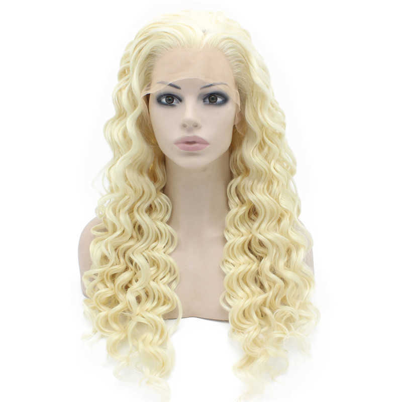 Long Curly Platinum Blonde Wig