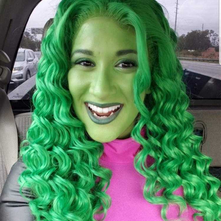 green wig | long green wig