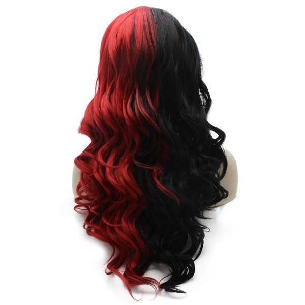 Long Black And Red Wavy Synthetic Wig Red And Black Wig