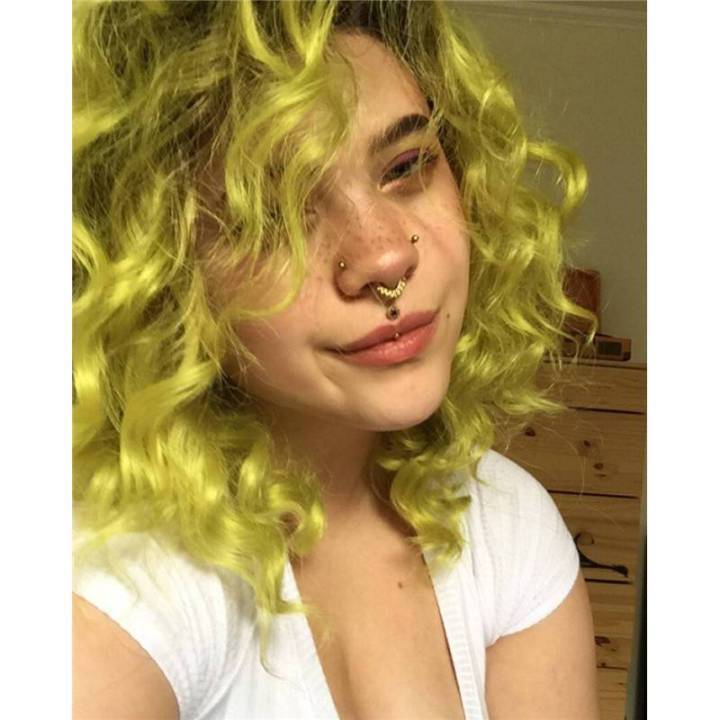 Ombre Brown Yellow Wavy Shoulder Length Synthetic Wig