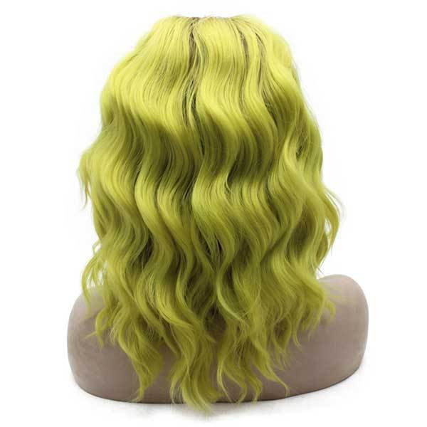 Ombre Brown Yellow Wavy Shoulder Length Synthetic Wig