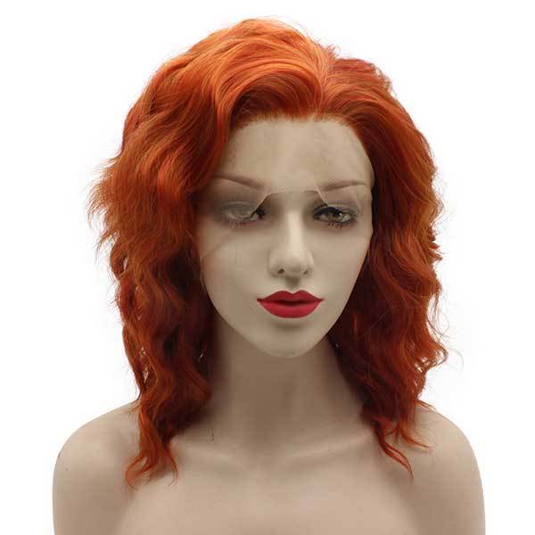 Red and Blonde Shoulder Length Wavy Synthetic Wig