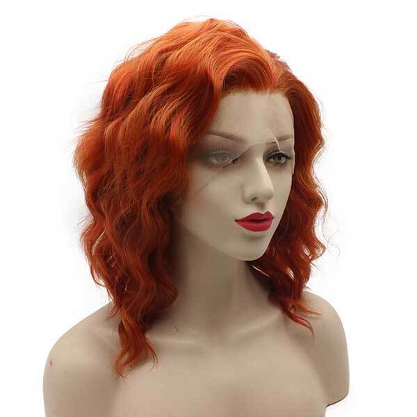 Red and Blonde Shoulder Length Wavy Synthetic Wig