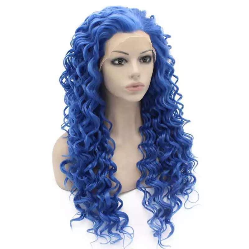 long curly blue wig | long blue wig