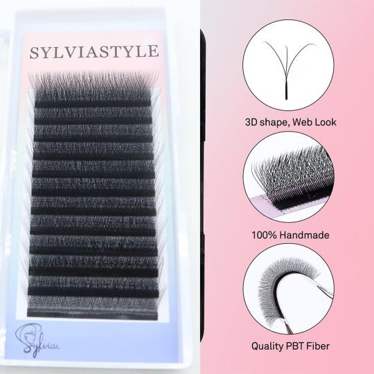 4D W Shape Eyelash Extension Natural Soft Volume 0.07mm D curl 8-15mm Mix Premade Fans Faux Mink Matte Black Cluster YY/W Lashes