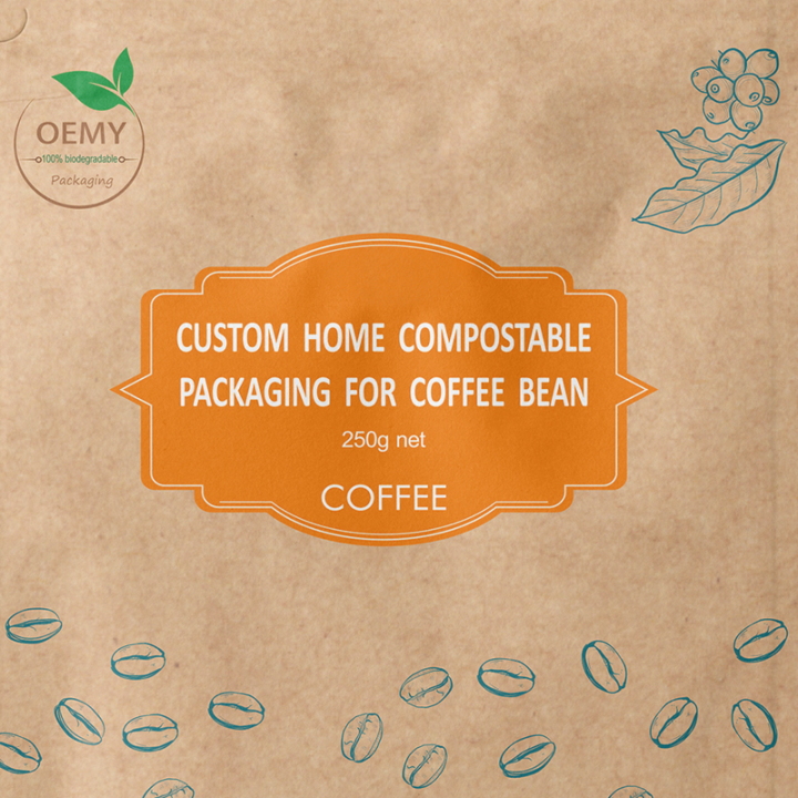 Compostable coffee packaging kraft paper for 340g biodegradable coffee bags