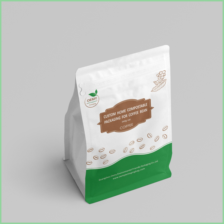 Custom home compostable packaging for 250g coffee    Custom 250g coffee bags 