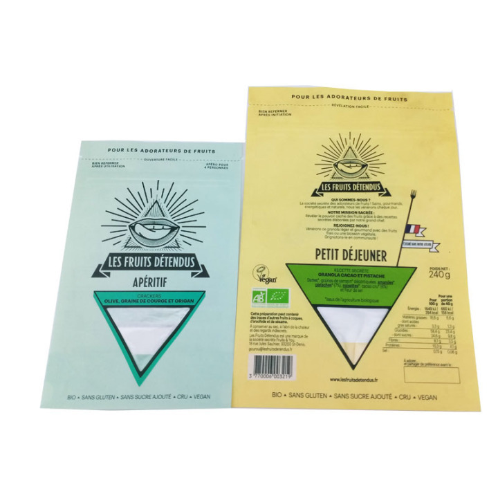 Biodegradable packaging autonomous stand up  zipper bag for nut dry fruit packaging bags